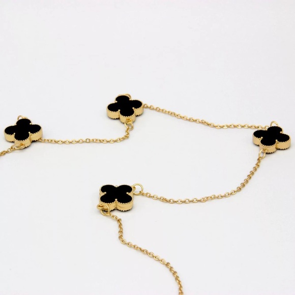 COPY - 18k gold four-leaf clover necklace, female airy acrylic gold plated neck… - Picture 7 of 13